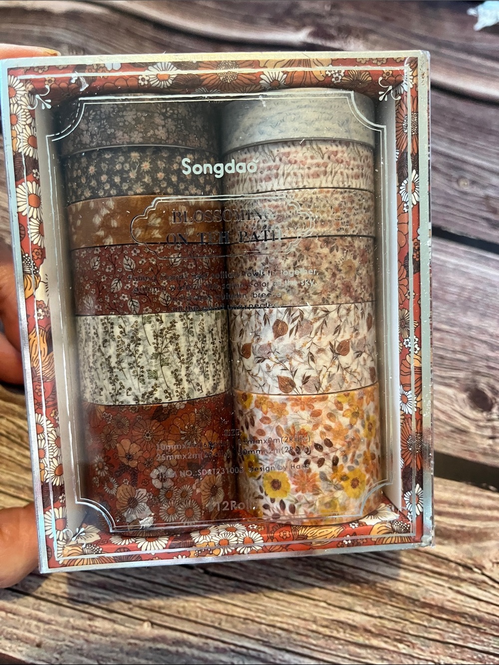 Free with $25 sale Floral Washi Tape Set in Brown and Cream